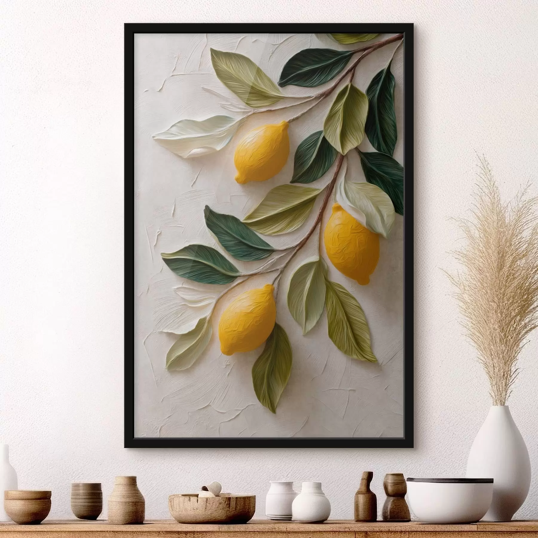 carta da parati Limoni sui rami con foglie verdi nr. f50445
