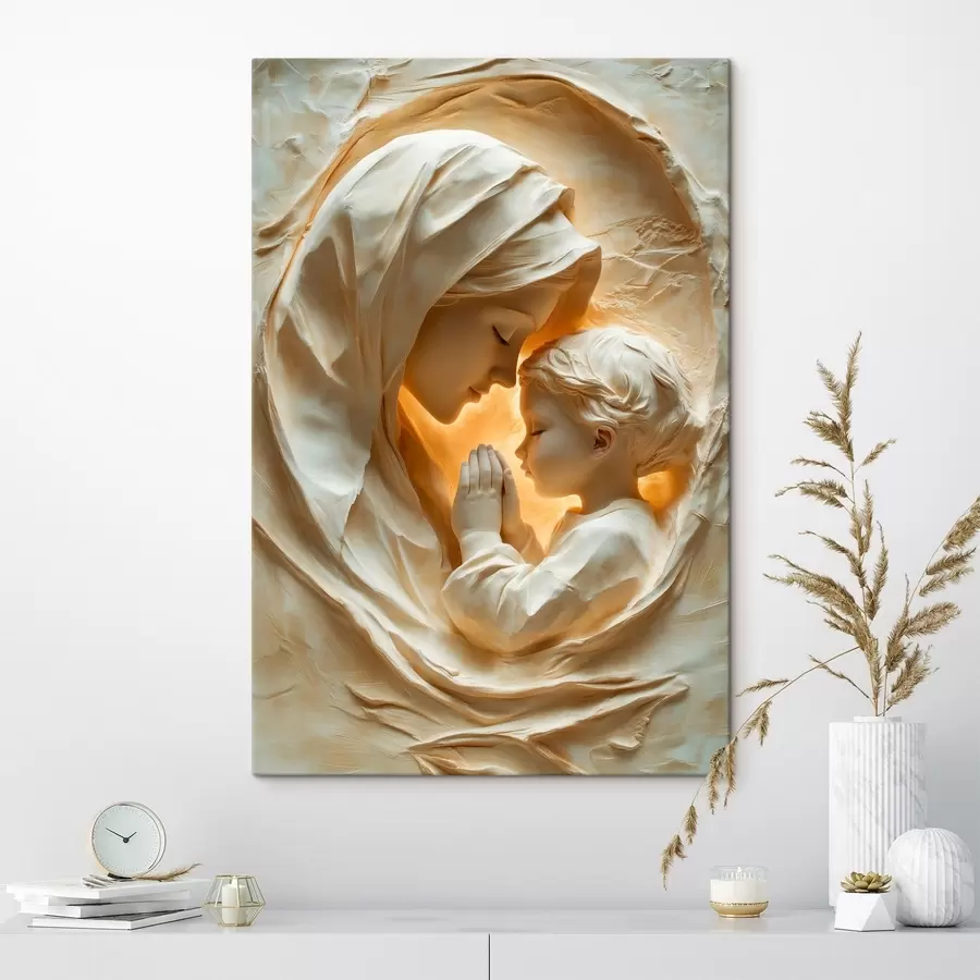 carta da parati Una donna e un bambino tra forme decorative leggere e fluide nr. s50433