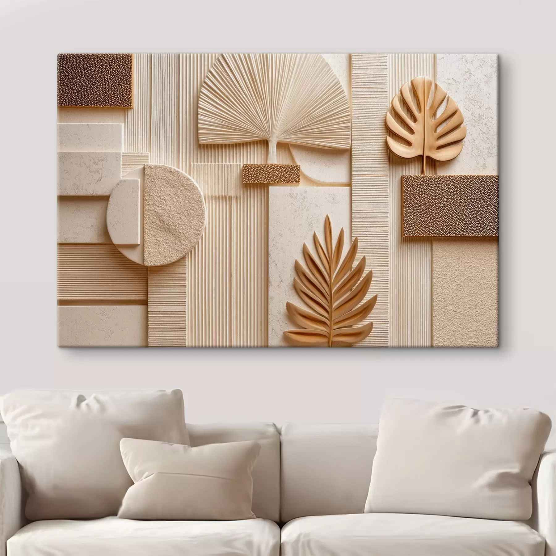 Quadro Foglie tra forme geometriche nr. s50436