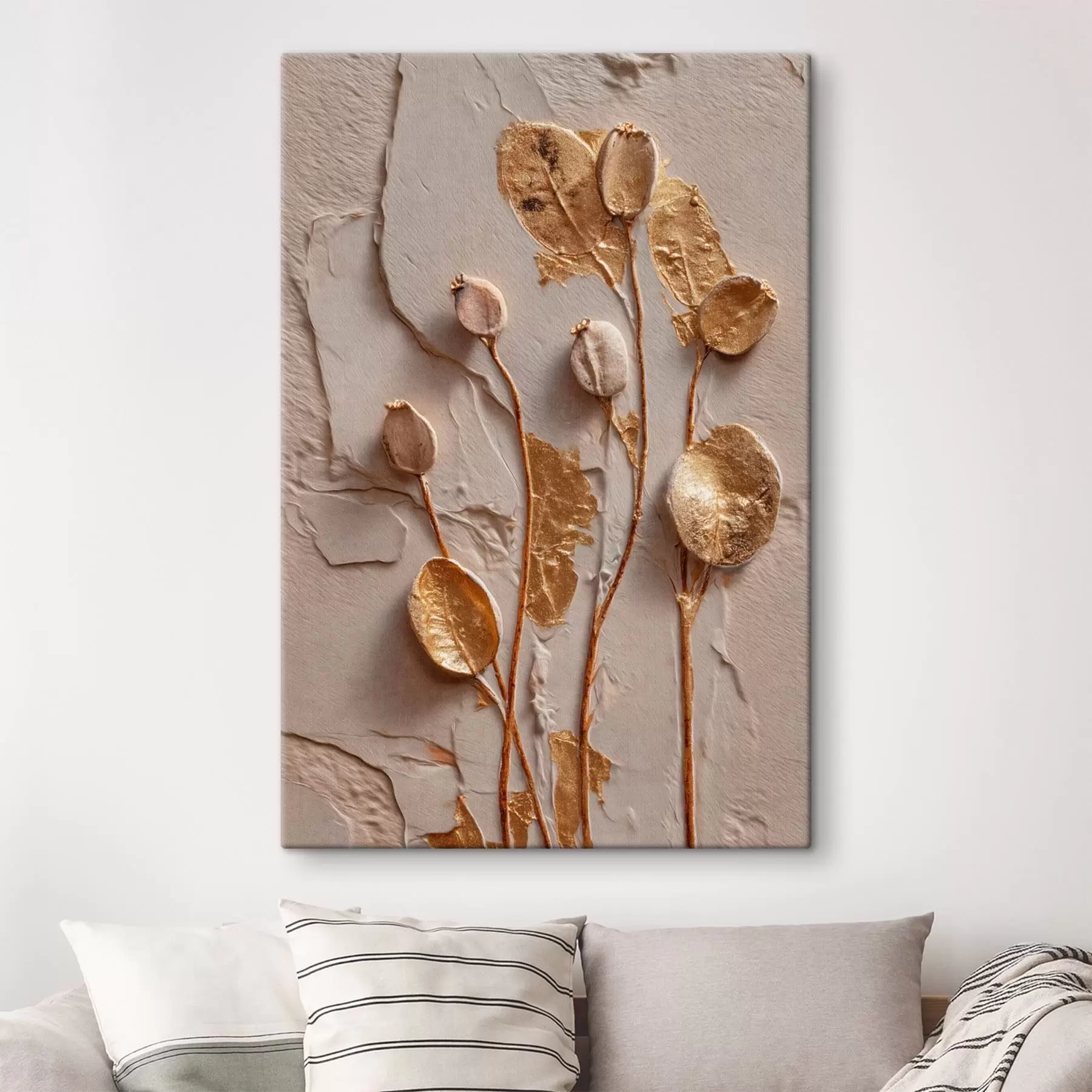 Quadro Steli con foglie e baccelli con effetto tridimensionale nr. s50449