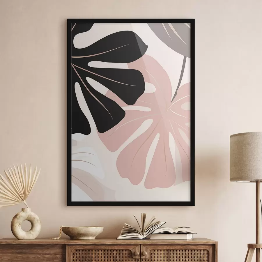 carta da parati Opera d'arte grafica con foglia di Monstera nr. f50392