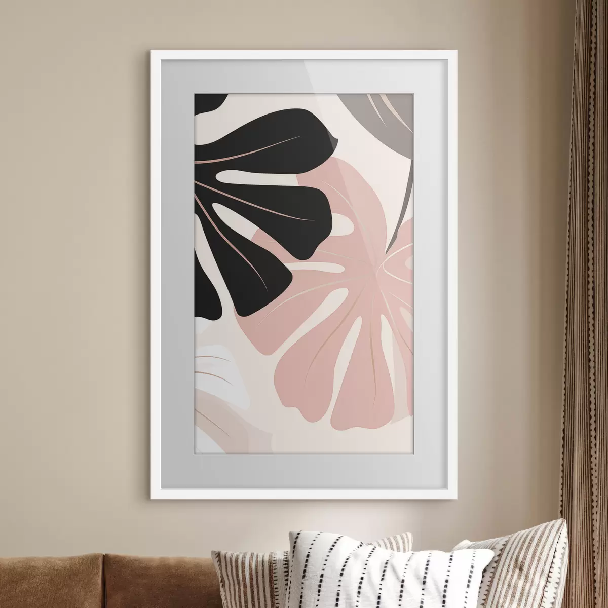 Poster Opera d'arte grafica con foglia di Monstera f50392