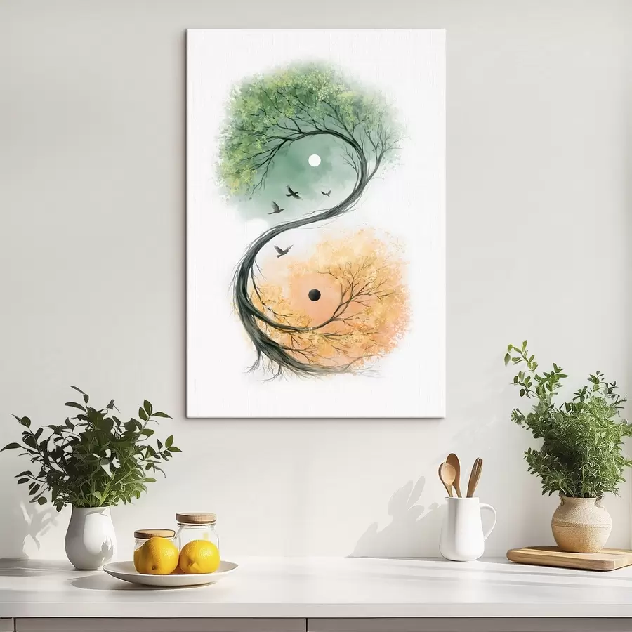 carta da parati Un albero che si incurva formando il simbolo dello Yin-Yang nr. s50482