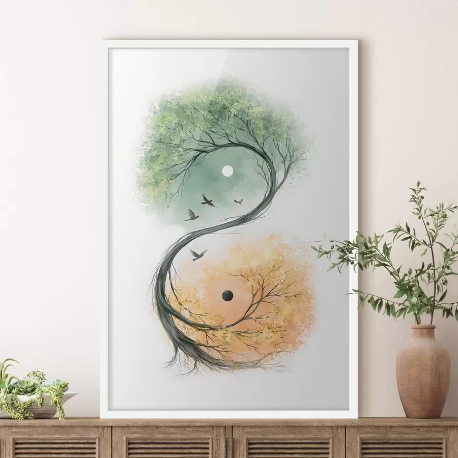 carta da parati Un albero che si incurva formando il simbolo dello Yin-Yang nr. f50482