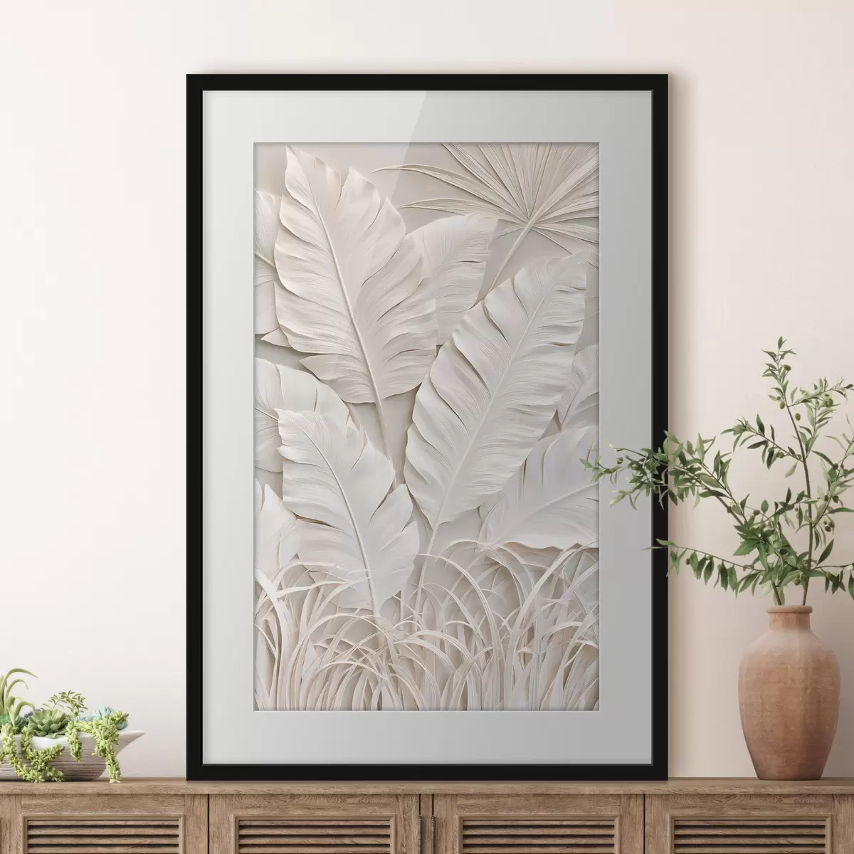 Poster Foglie tropicali in stile bassorilievo f50513