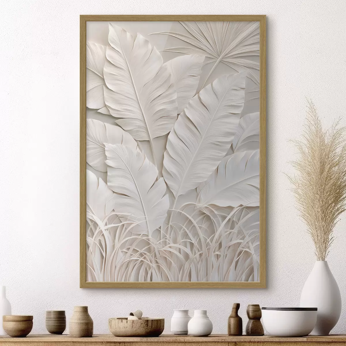 Poster Foglie tropicali in stile bassorilievo f50513