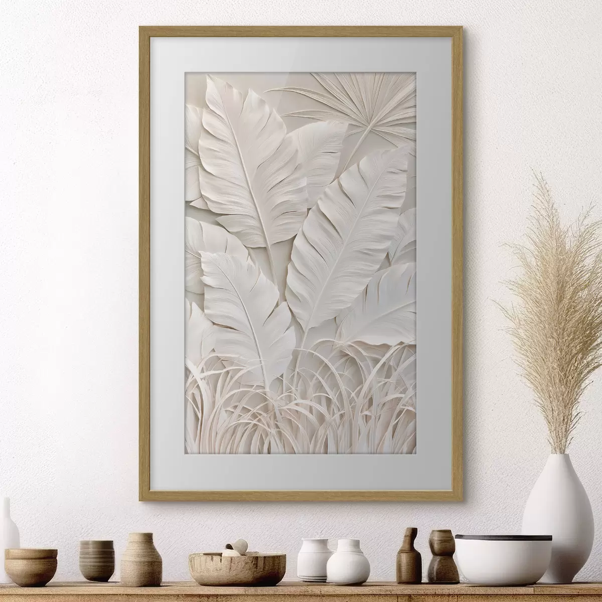 Poster Foglie tropicali in stile bassorilievo f50513