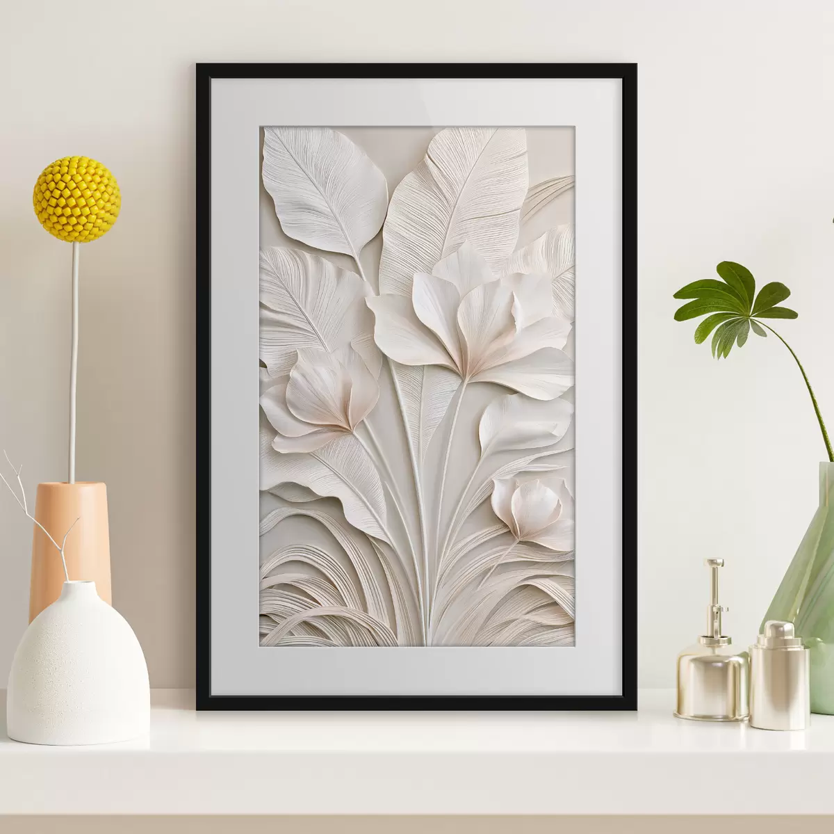 Poster Fiori tropicali in stile bassorilievo f50515