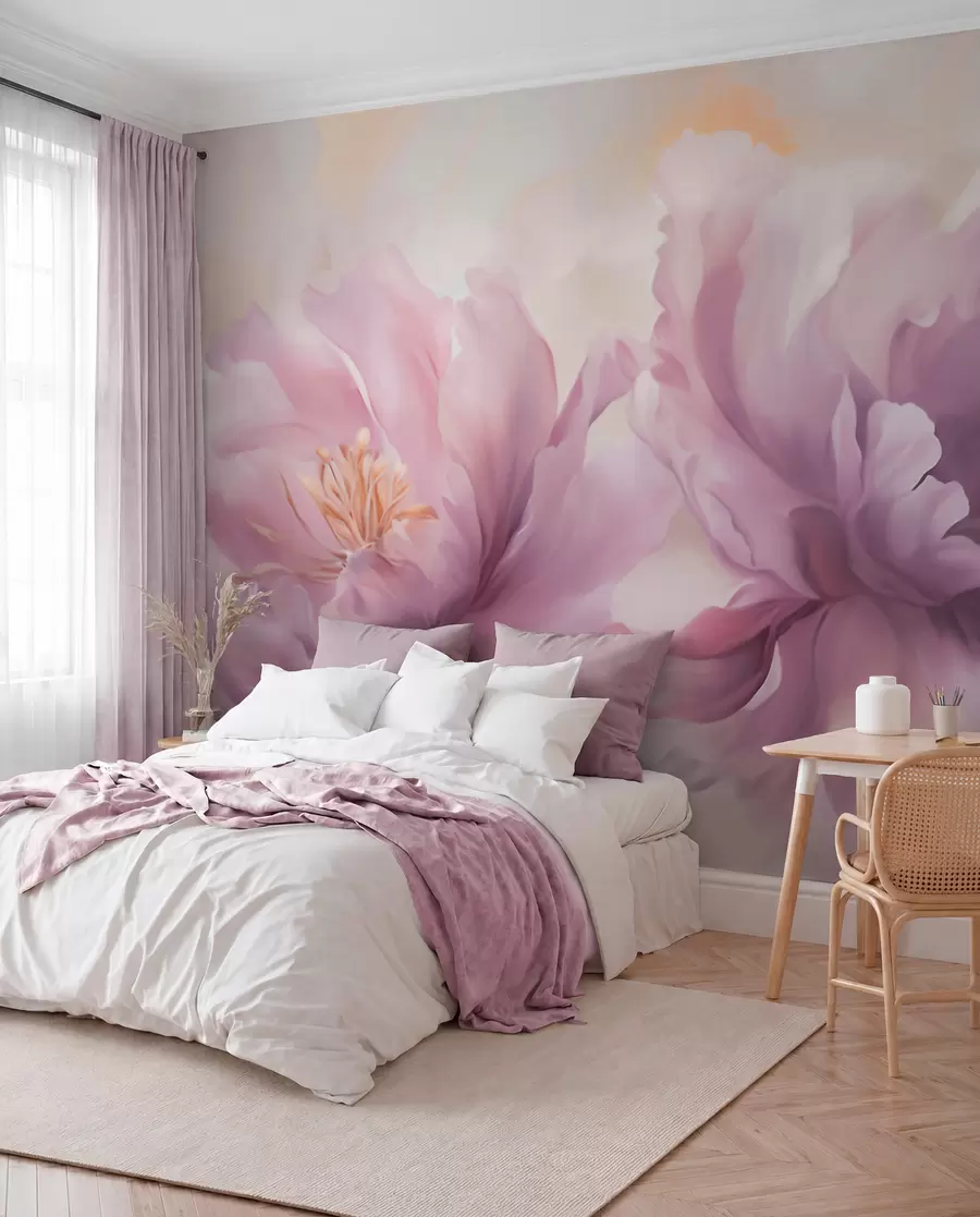Carta da parati Floreale Peonie color lavanda n. w05797