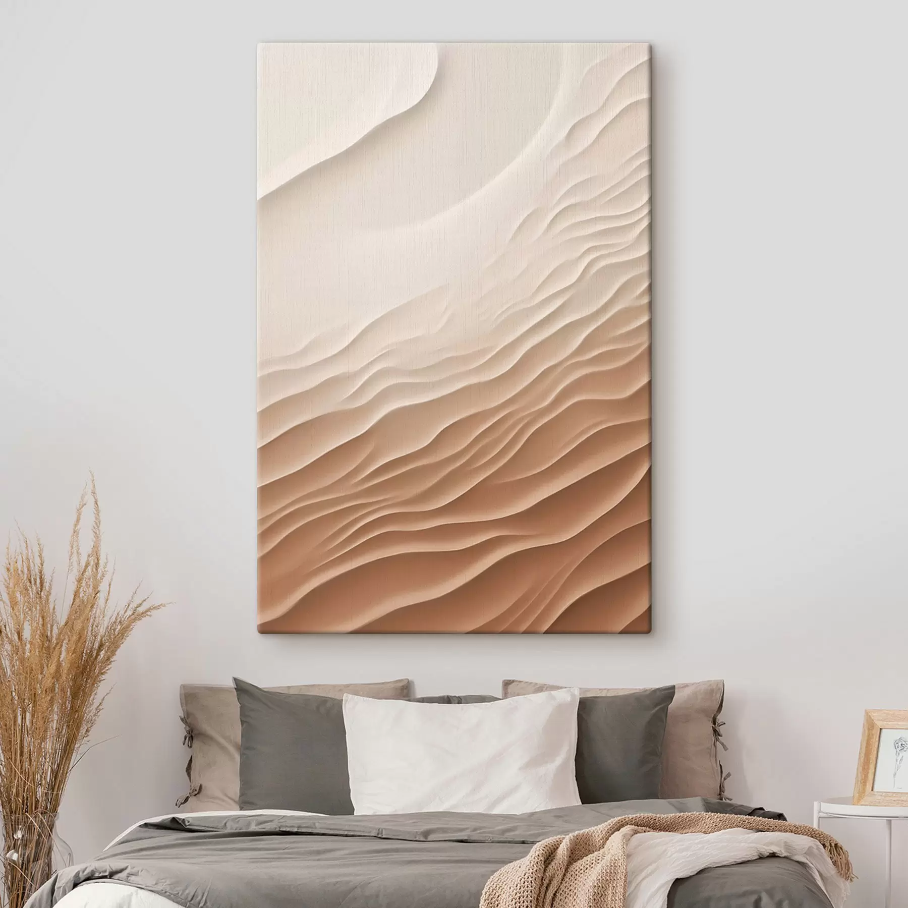 carta da parati Dune di sabbia astratte in un deserto, caratterizzate da curve morbide e fluide e da texture variegate nr. s50615