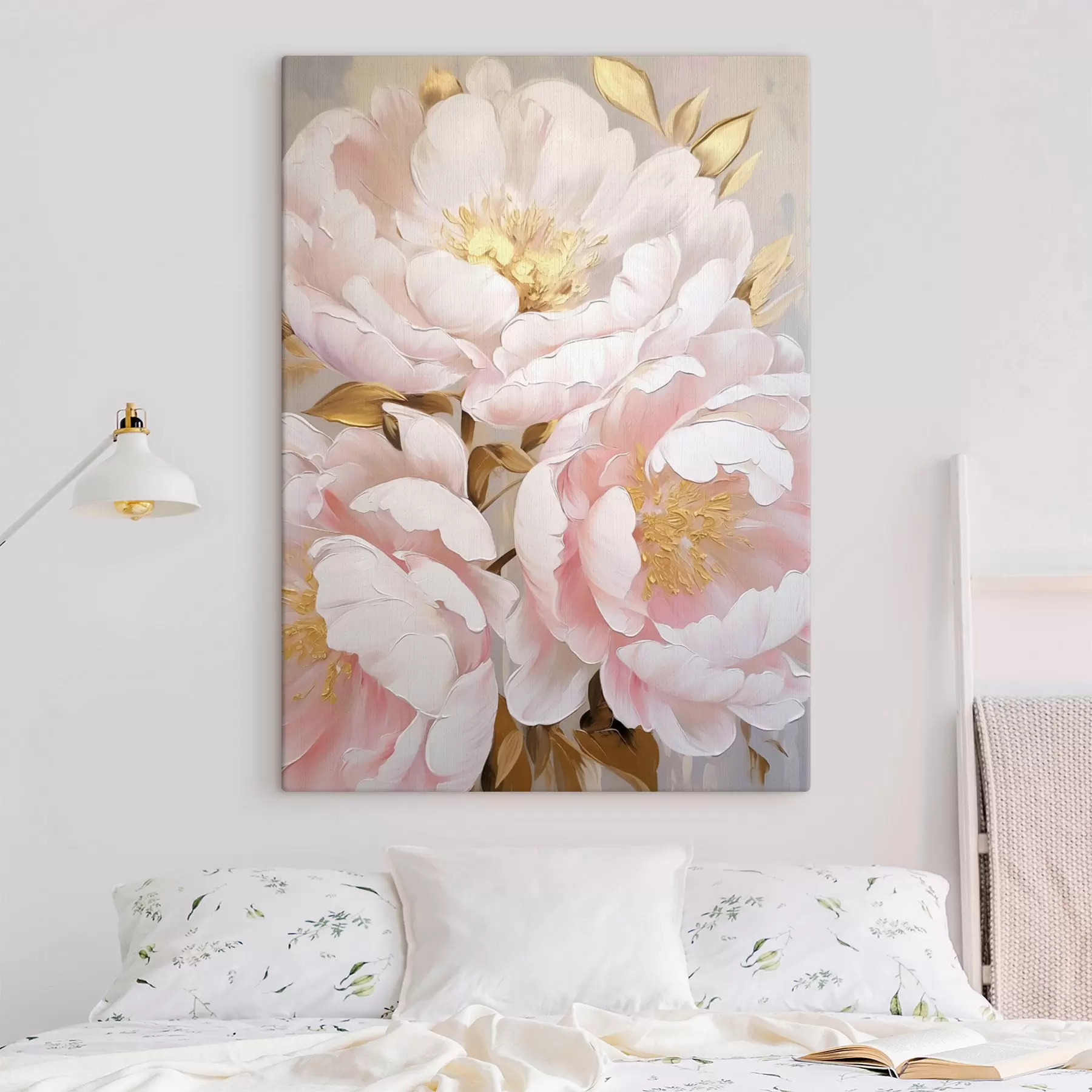 carta da parati Peonie rosa chiaro, stile a pennellate materiche, sfondo astratto nr. s50628