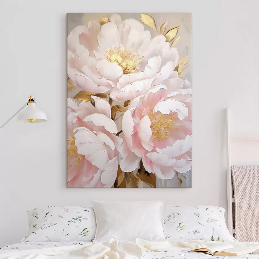 carta da parati Peonie rosa chiaro, stile a pennellate materiche, sfondo astratto nr. s50628