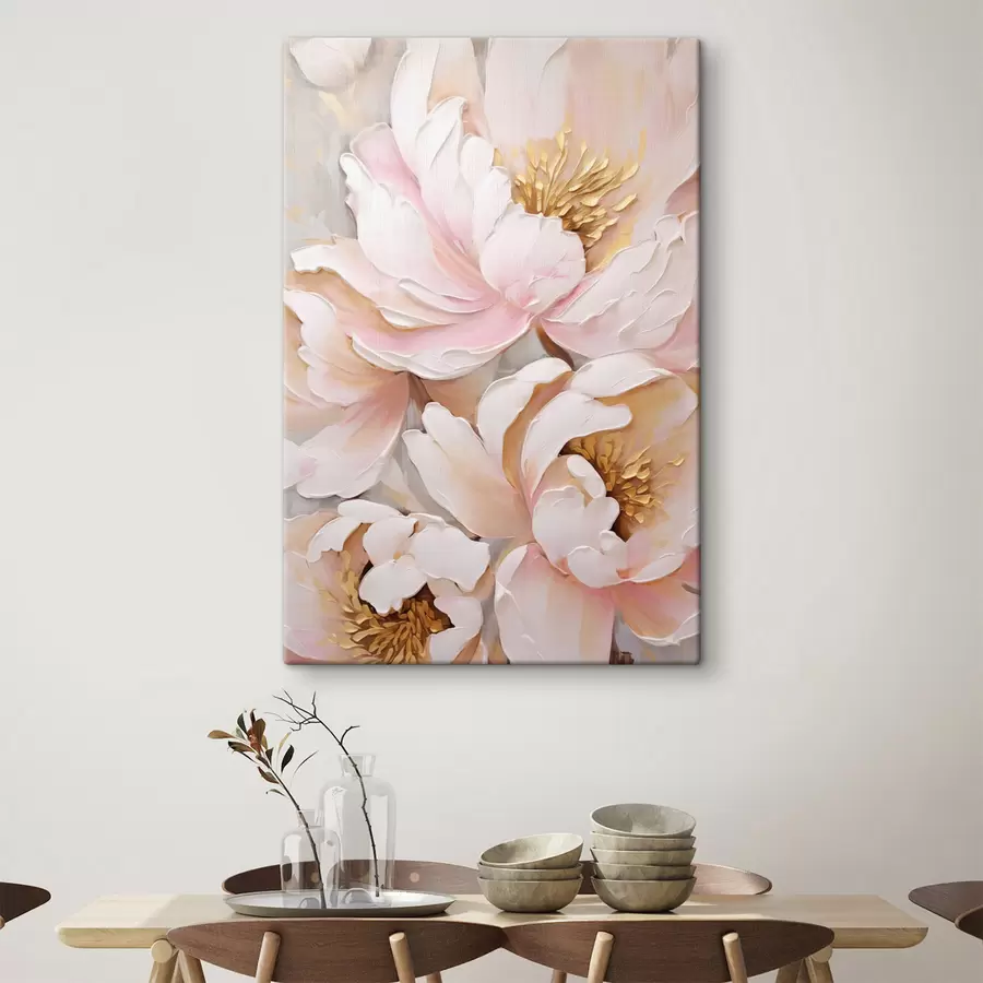 carta da parati Peonie rosa chiaro, stile a pennellate materiche, sfondo astratto nr. s50629