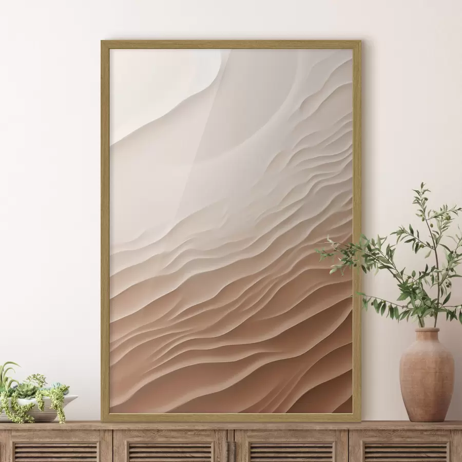 carta da parati Dune di sabbia astratte in un deserto, caratterizzate da curve morbide e fluide e da texture variegate nr. f50615