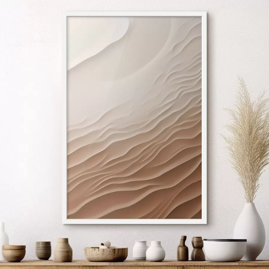 carta da parati Dune di sabbia astratte in un deserto, caratterizzate da curve morbide e fluide e da texture variegate nr. f50615