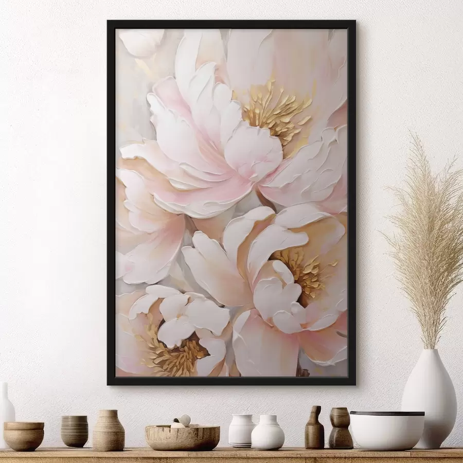 carta da parati Peonie rosa chiaro, stile a pennellate materiche, sfondo astratto nr. f50629