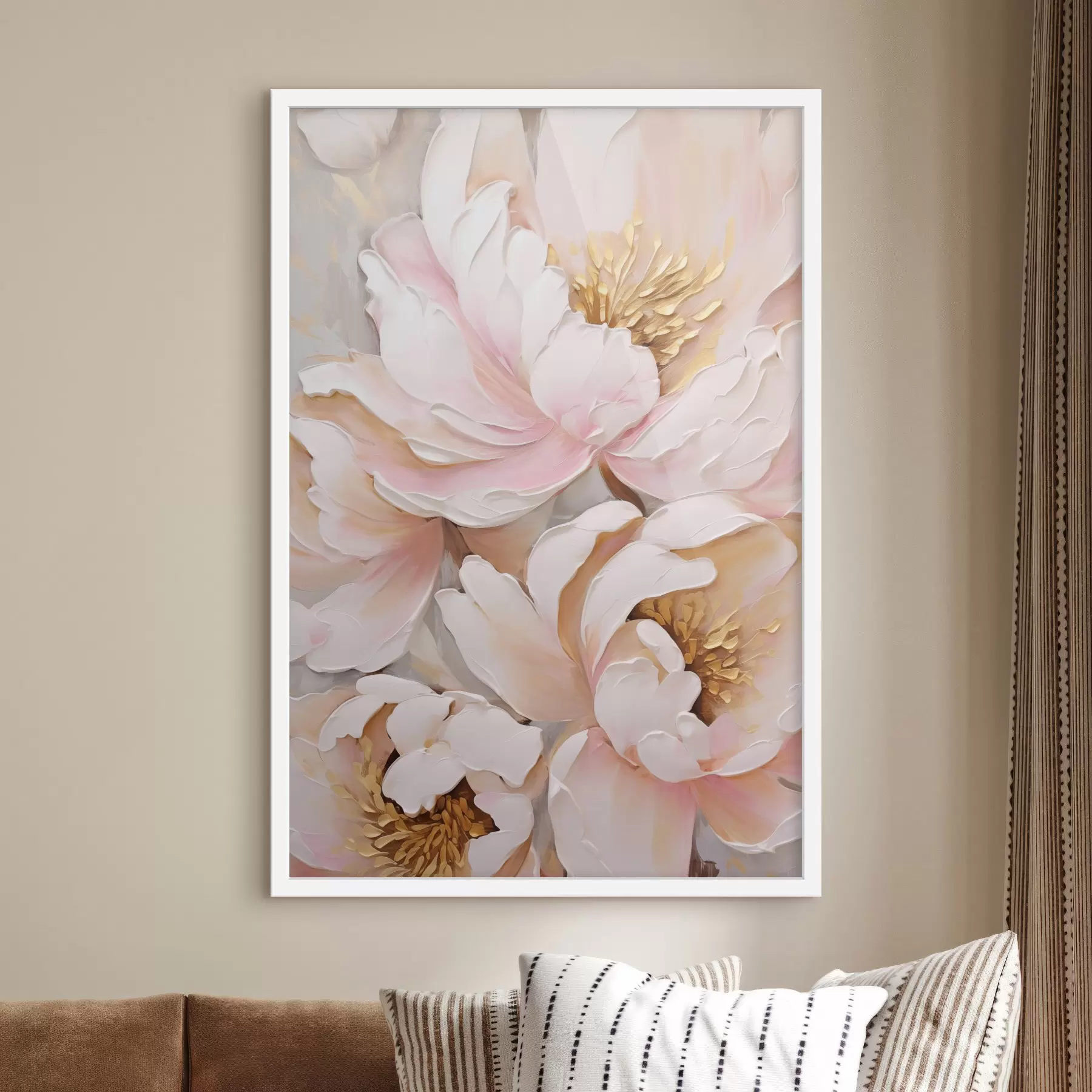 carta da parati Peonie rosa chiaro, stile a pennellate materiche, sfondo astratto nr. f50629