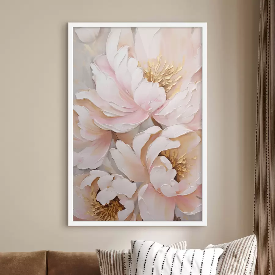 carta da parati Peonie rosa chiaro, stile a pennellate materiche, sfondo astratto nr. f50629