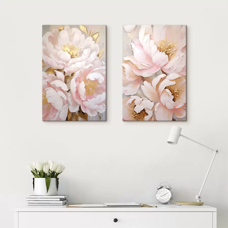 carta da parati Peonie rosa chiaro, stile a pennellate materiche, sfondo astratto nr. m30963