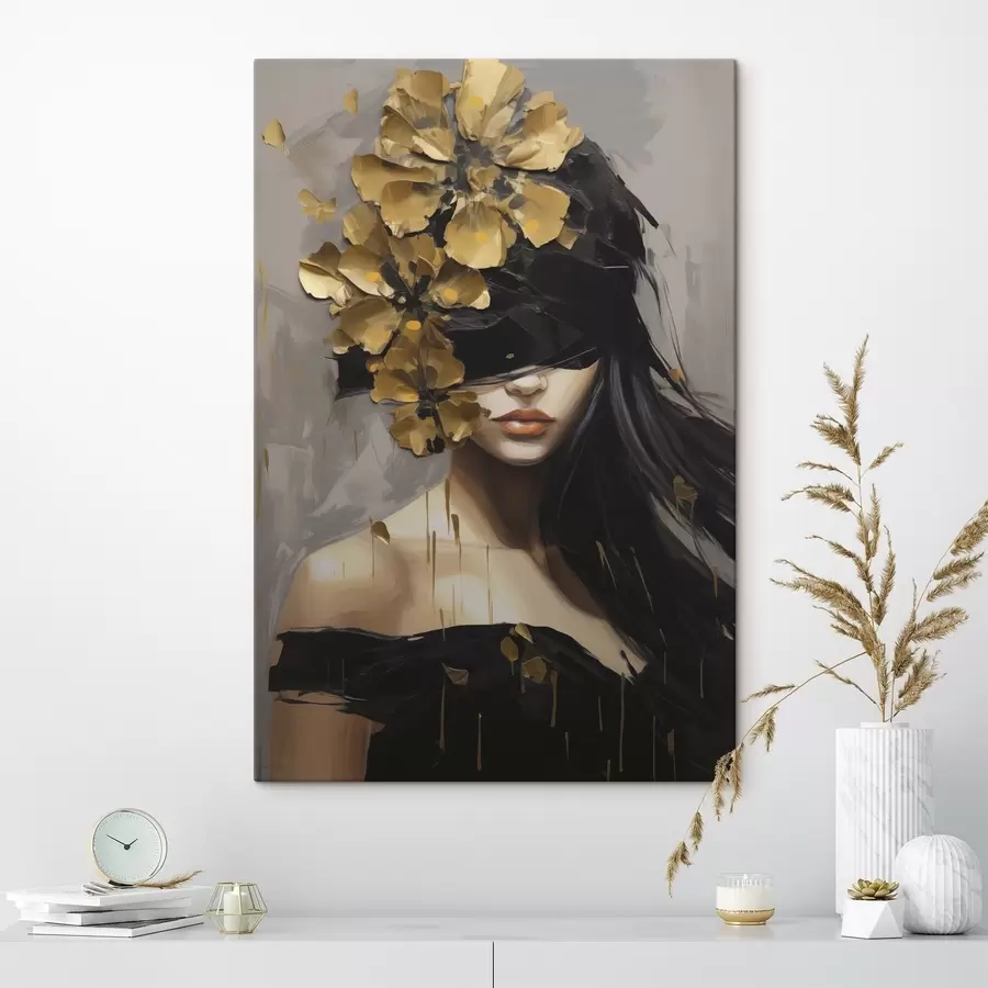 carta da parati Ragazza astratta con fiori tra i capelli nr. s50671