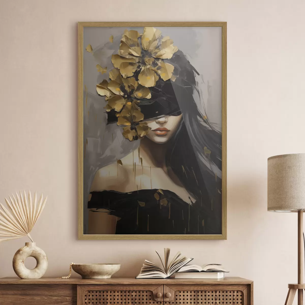 Poster Ragazza astratta con fiori tra i capelli f50671