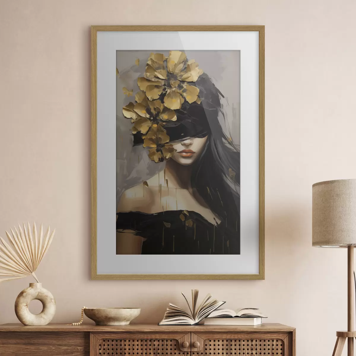 Poster Ragazza astratta con fiori tra i capelli f50671