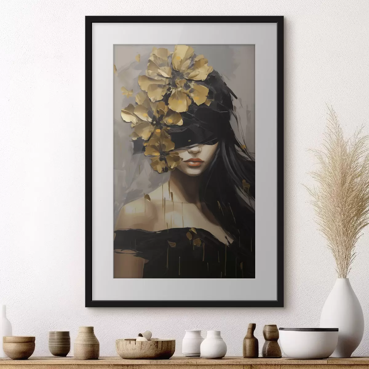 Poster Ragazza astratta con fiori tra i capelli f50671