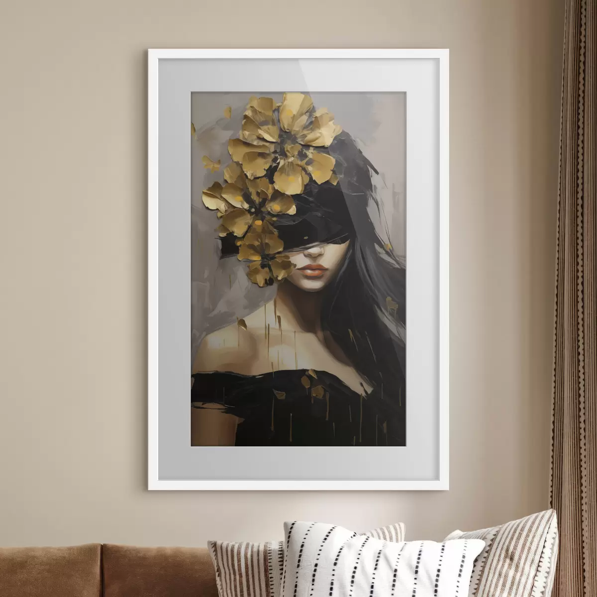 Poster Ragazza astratta con fiori tra i capelli f50671