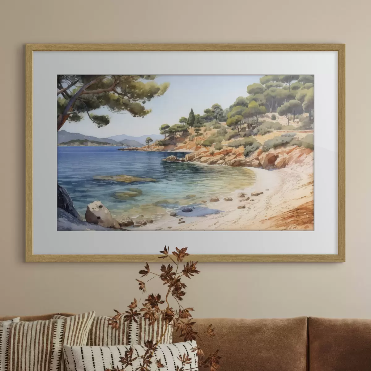 Poster Insenatura con costa rocciosa e pini f50579