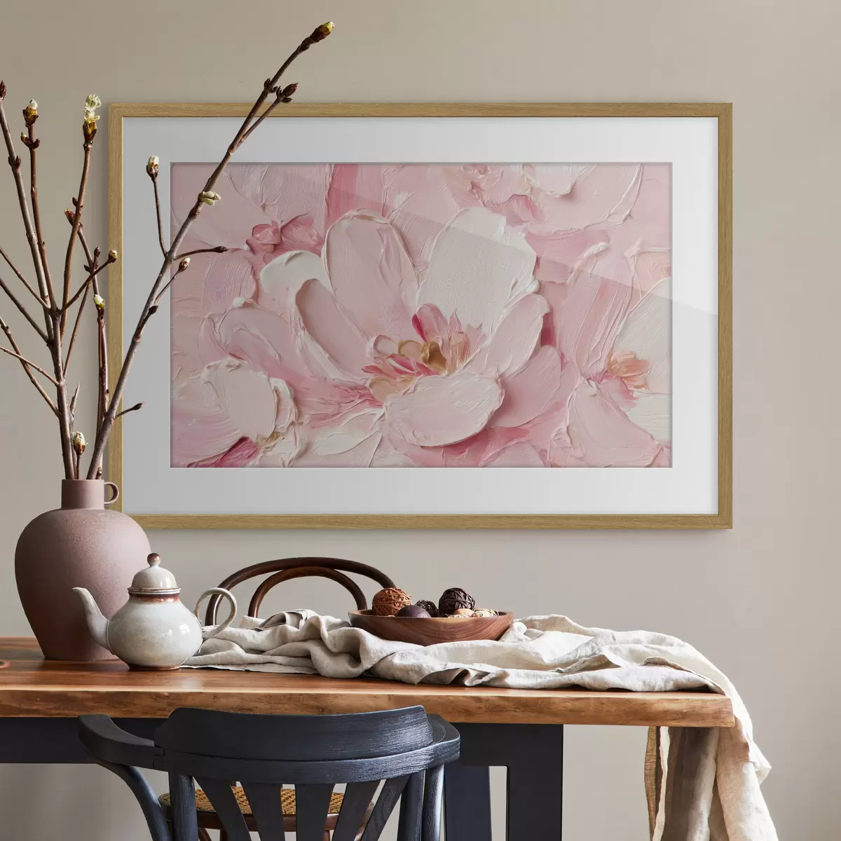 Poster Petali rosa con una trama particolare di fiori grandi f50585