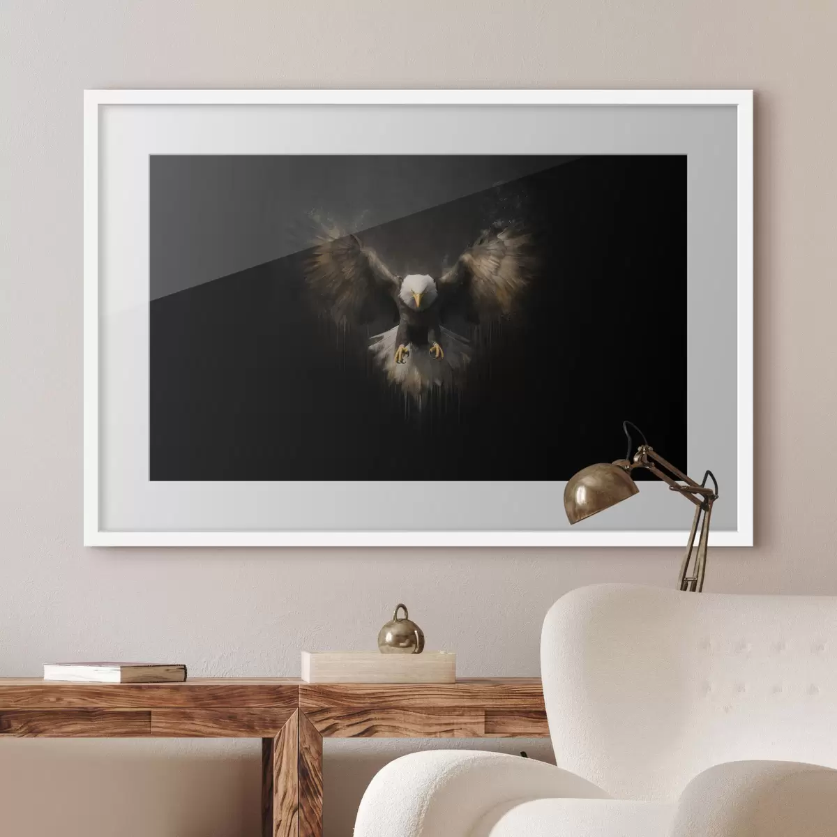 Poster Aquila con le ali spiegate su sfondo nero f50589