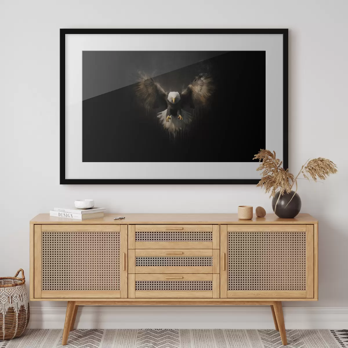Poster Aquila con le ali spiegate su sfondo nero f50589