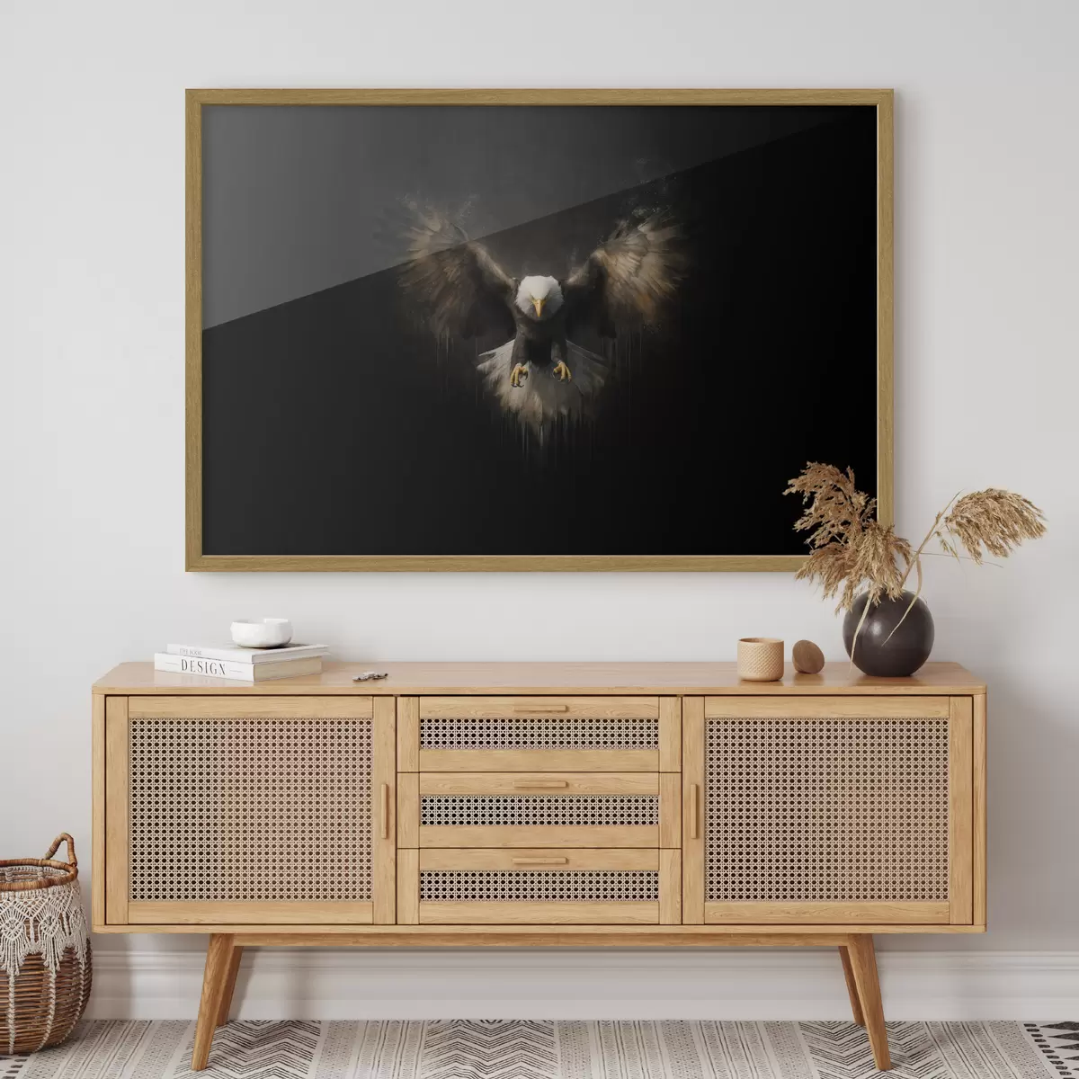 Poster Aquila con le ali spiegate su sfondo nero f50589