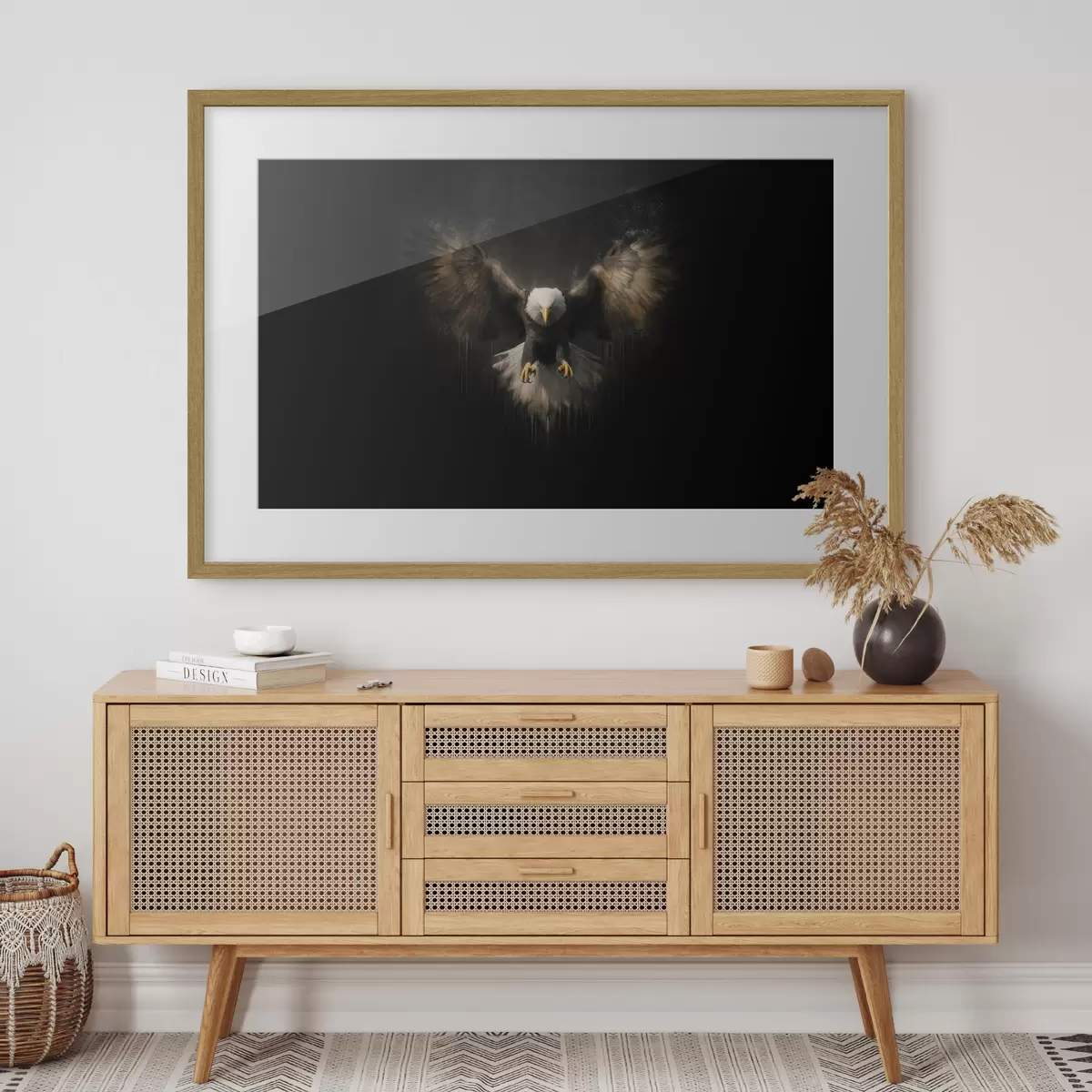 Poster Aquila con le ali spiegate su sfondo nero f50589
