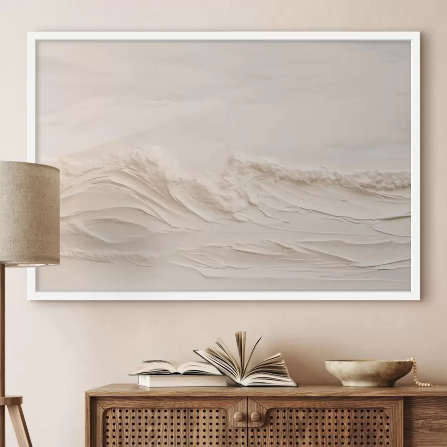 carta da parati Onde marine con effetto materico in tenui tonalità crema nr. f50596