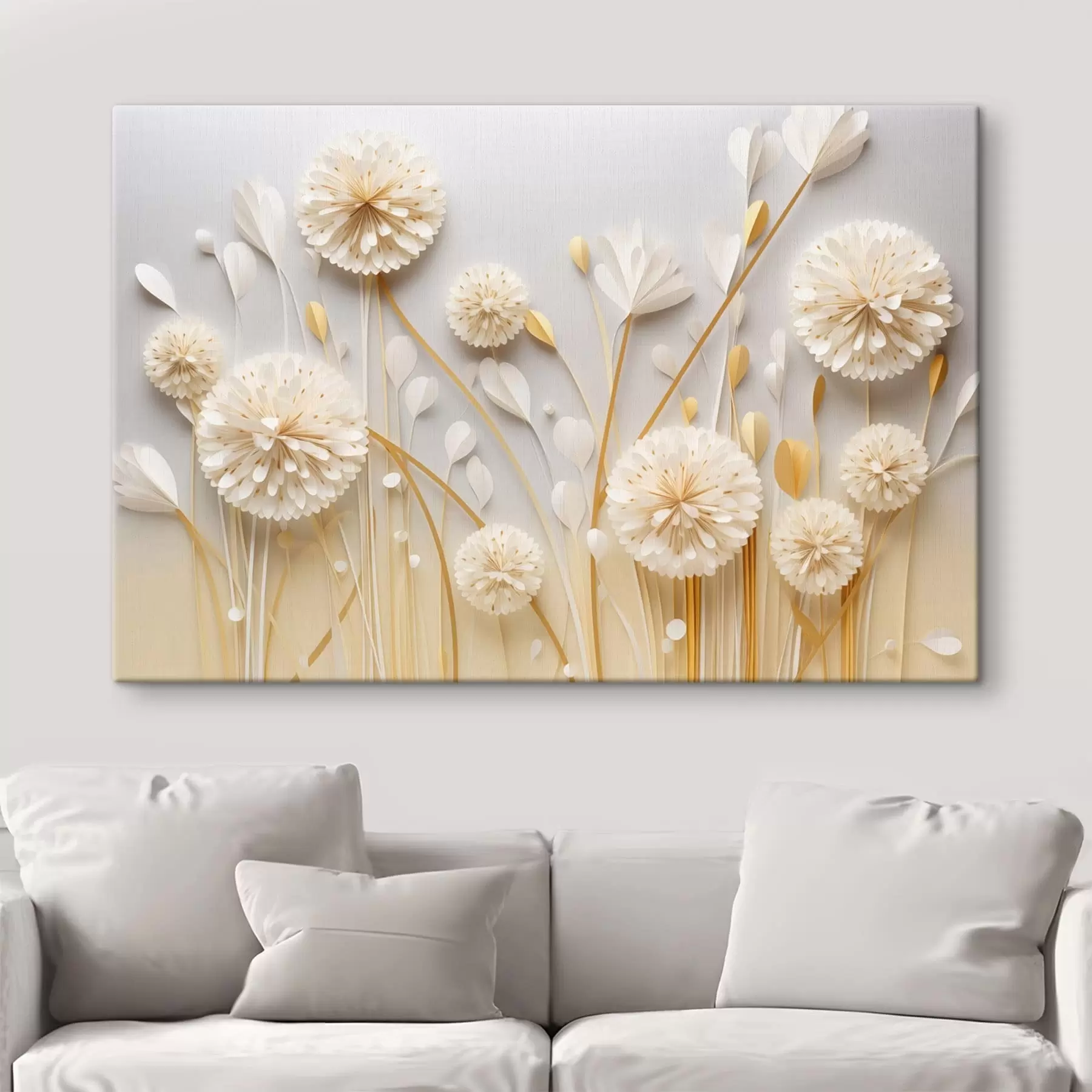 Quadro Fiori tondi su steli dorati nr. s50581
