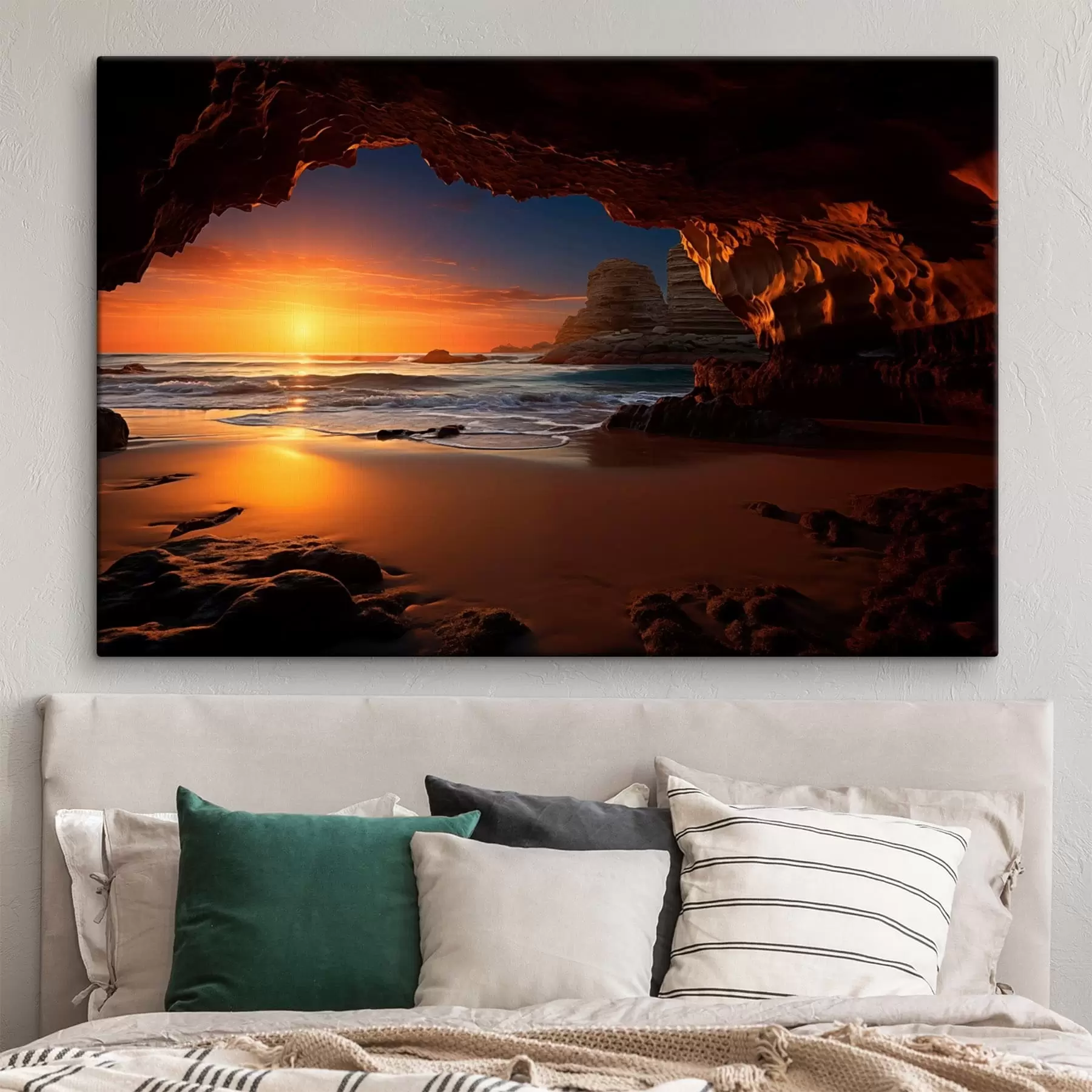 carta da parati Tramonto sul mare incorniciato da una grotta rocciosa nr. s50594