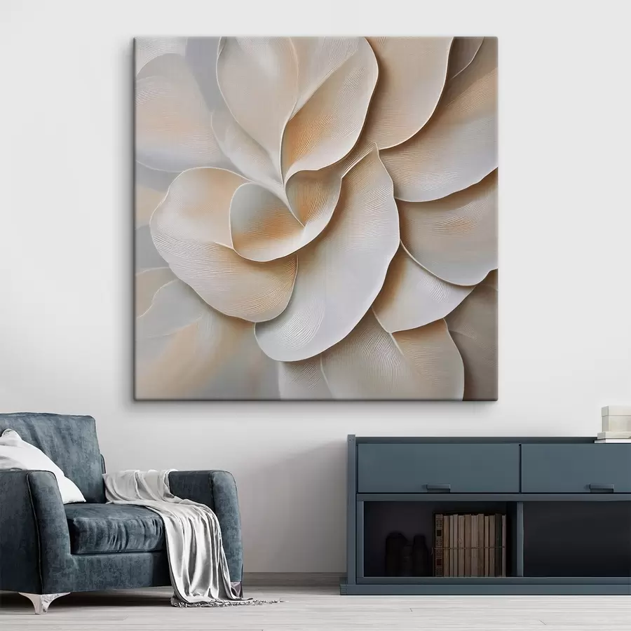 carta da parati Una composizione floreale con una superficie rilievi e una palette di colori che spazia dal beige al crema nr. s50002
