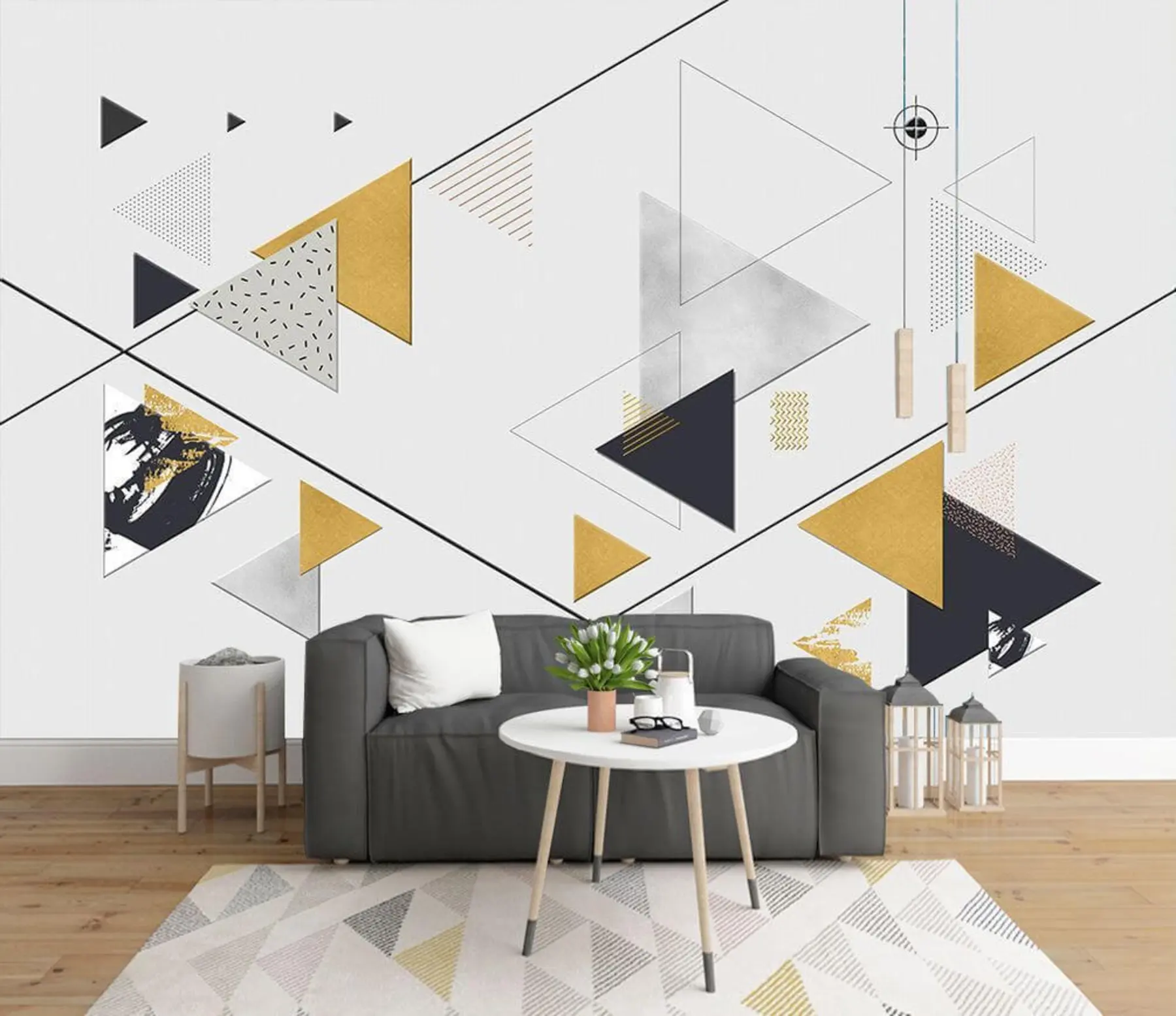 carta da parati Triangoli gialli, astratti nr. u41393