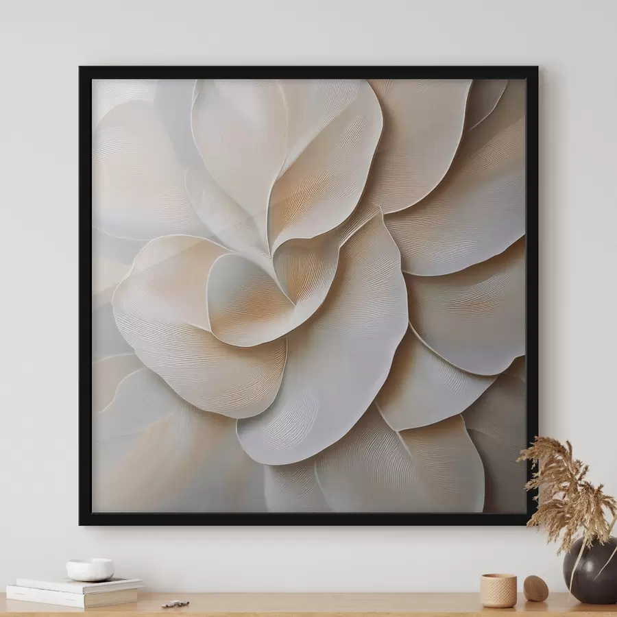 carta da parati Una composizione floreale con una superficie rilievi e una palette di colori che spazia dal beige al crema nr. f50002