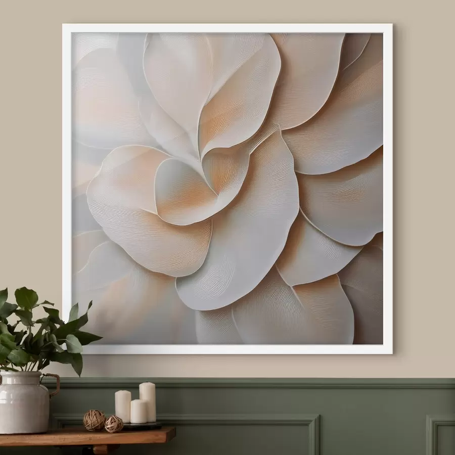 carta da parati Una composizione floreale con una superficie rilievi e una palette di colori che spazia dal beige al crema nr. f50002