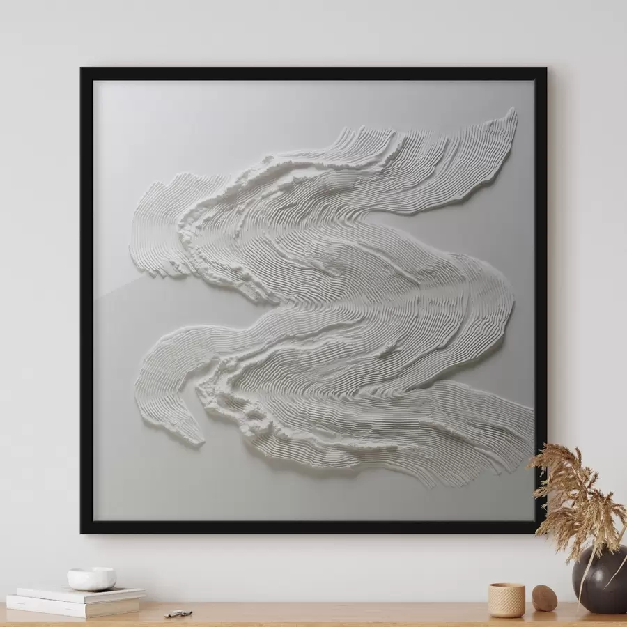 carta da parati Un'astrazione ondulata tridimensionale con una texture lineare espressiva in bianco monocromatico nr. f50007