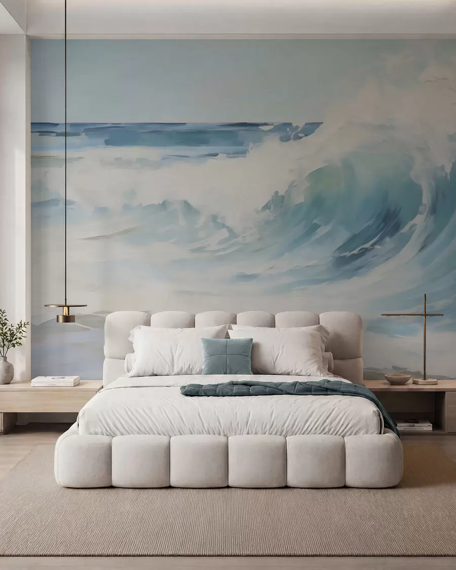 Carta da parati Mare Onde in azzurro