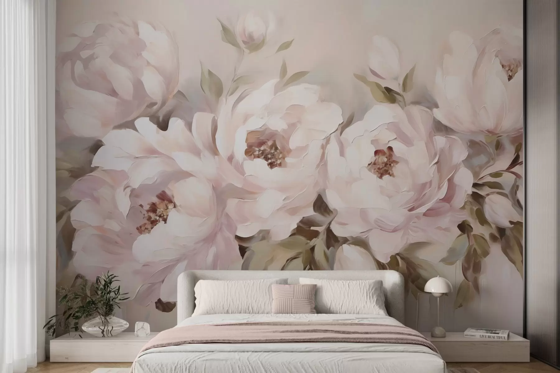 carta da parati Peonie astratte, dipinto in stile imitativo nr. w05901