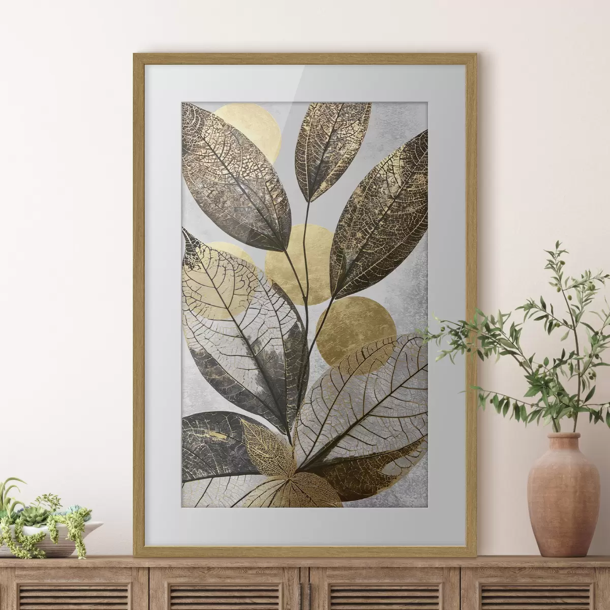Poster Foglie astratte con cerchi f50711