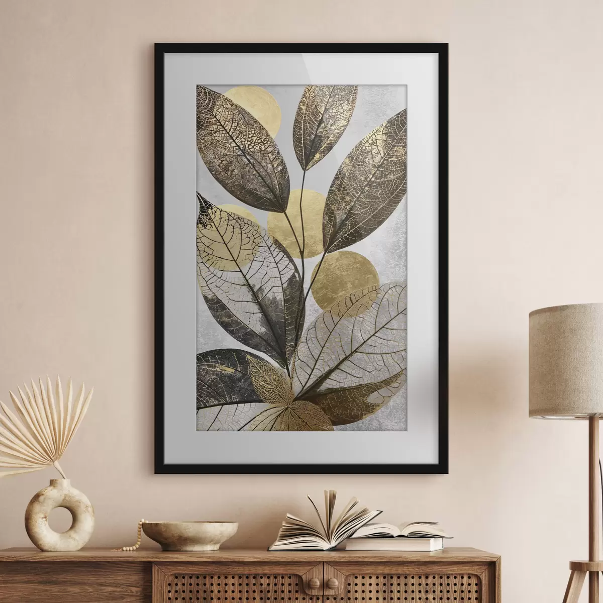 Poster Foglie astratte con cerchi f50711