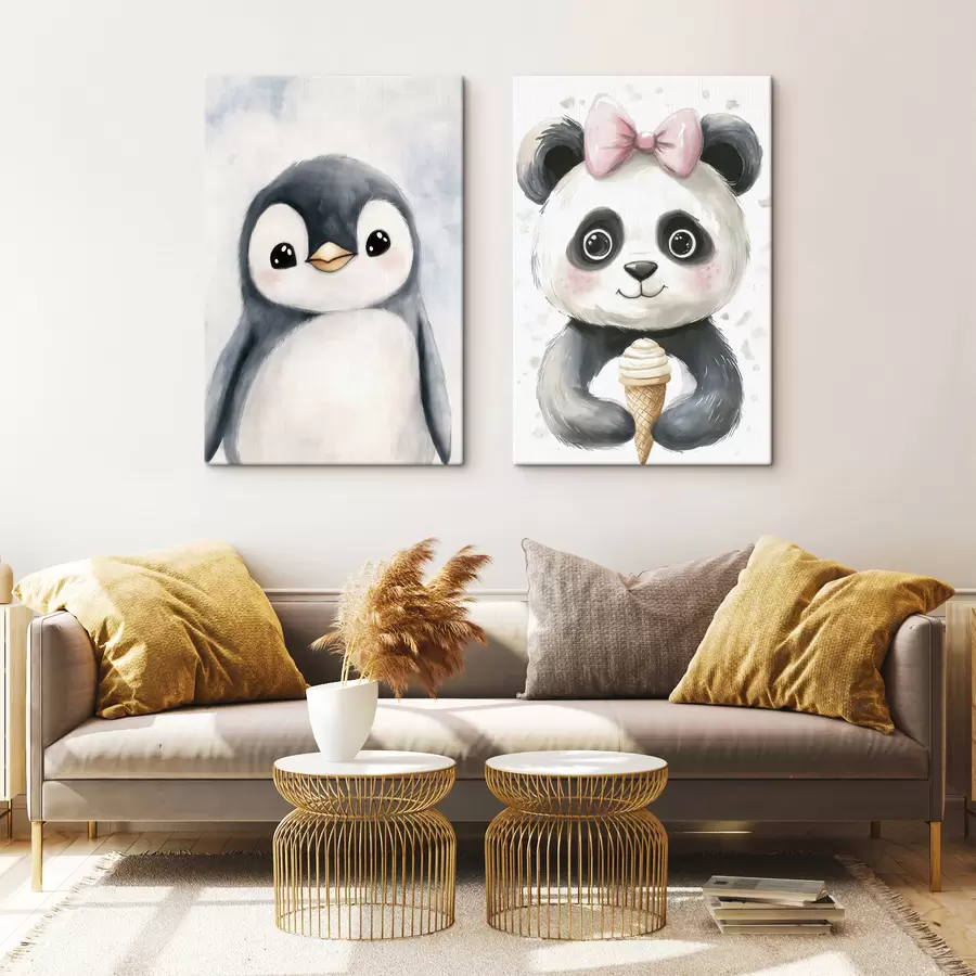 carta da parati Pinguino e panda con il gelato nr. m31014