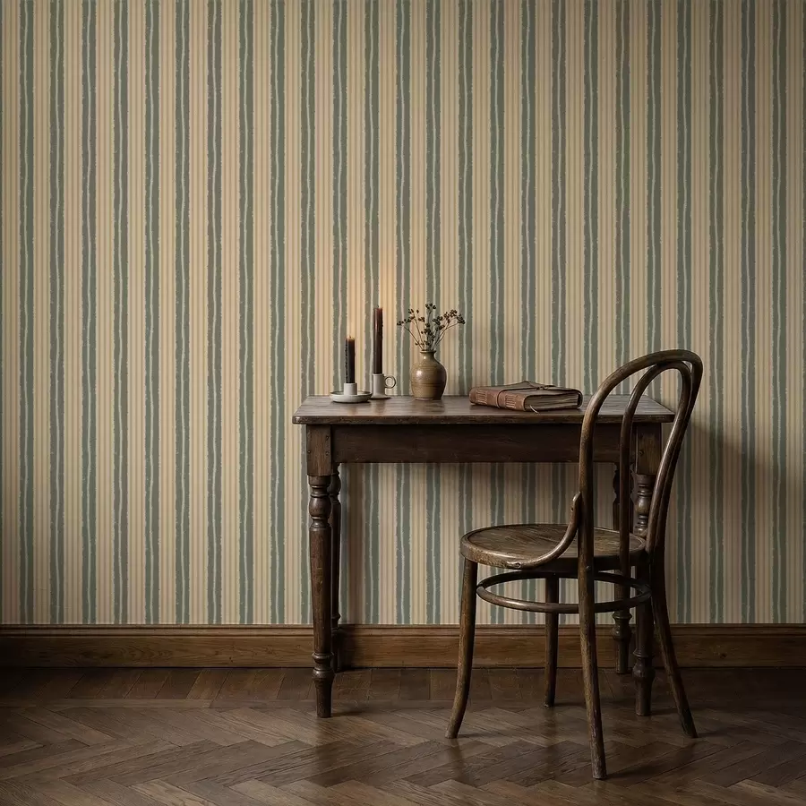 carta da parati Righe verticali beige e grigio-verdi a trama rigata nr. a01268
