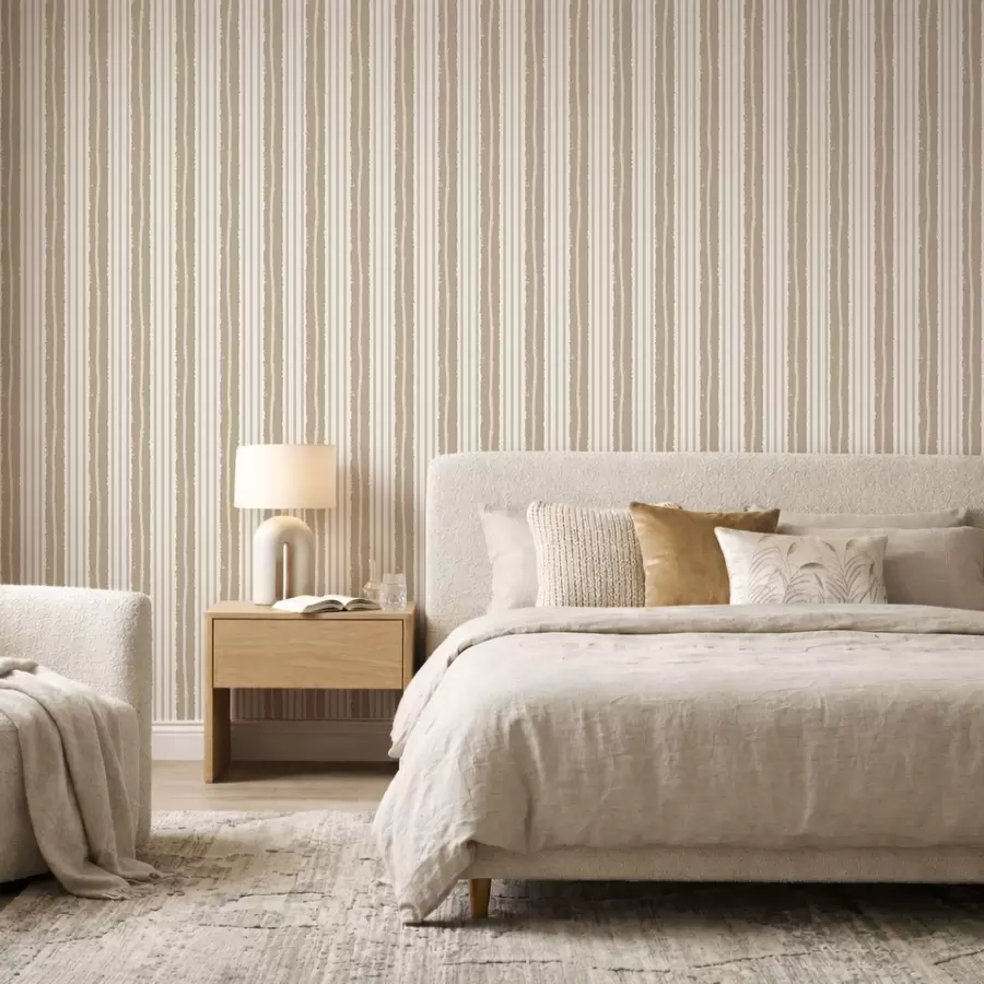 carta da parati Righe verticali beige e grigio chiaro a trama rigata nr. a01268v3