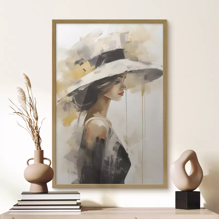 carta da parati Giovane donna con il cappello, riproduzione di un dipinto nr. f50846